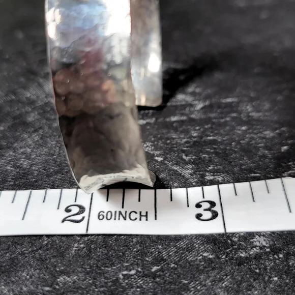 Sterling Silver Cuff Bracelet Marked KN Hammered Concave Soutwestern Lig… - Picture 9 of 12